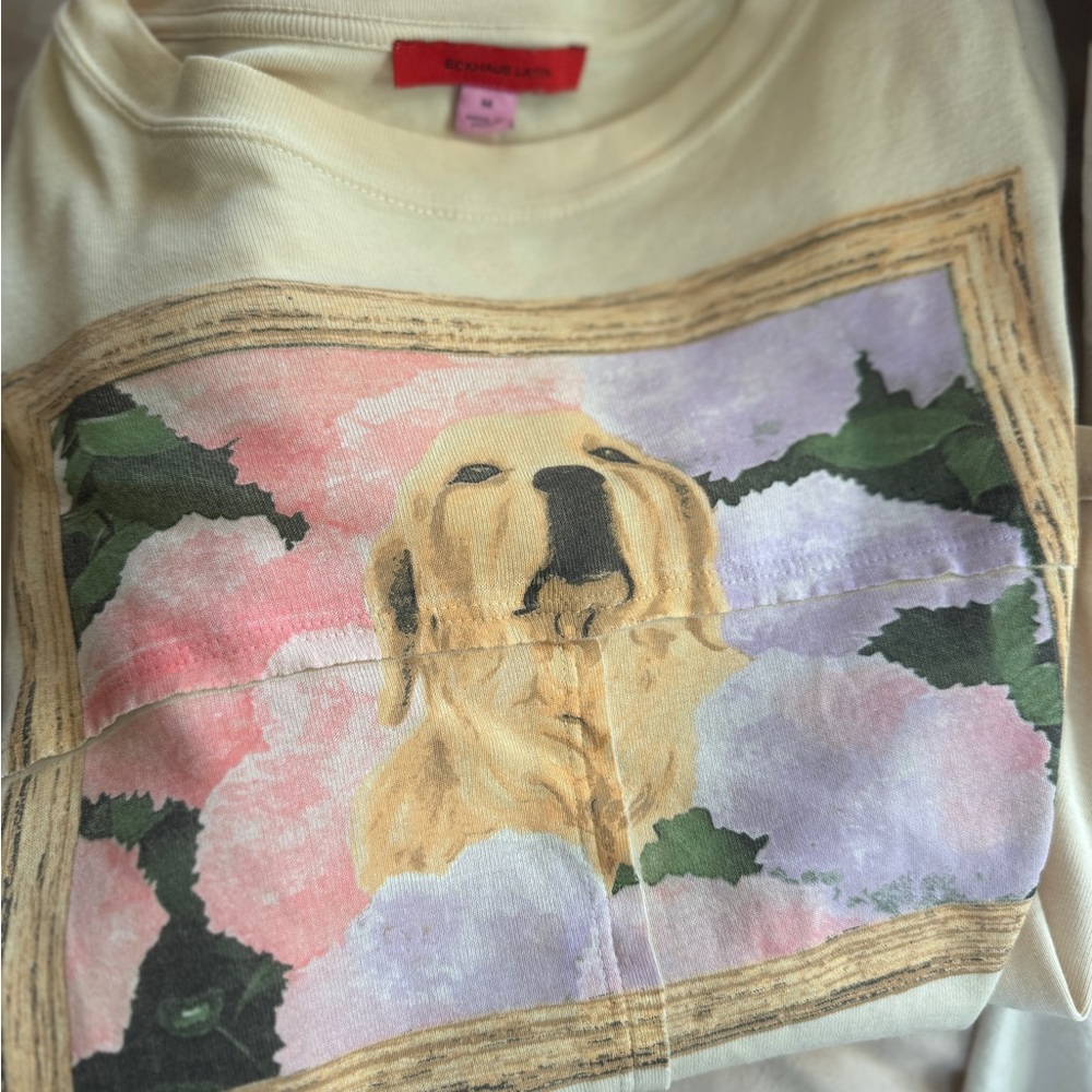 Eckhaus Latta Lapped Cream Dog Graphic Baby Tee Bella Print